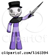 Poster, Art Print Of Purple Plague Doctor Man Holding Sword In The Air Victoriously