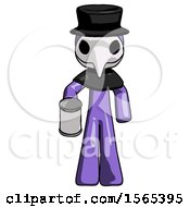 Purple Plague Doctor Man Begger Holding Can Begging Or Asking For Charity