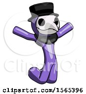 Poster, Art Print Of Purple Plague Doctor Man Jumping Or Kneeling With Gladness