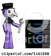 Poster, Art Print Of Purple Plague Doctor Man Server Administrator Doing Repairs