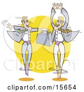 Couple Of Businessmen In Tights Ballet Dancing With A Briefcase Clipart Illustration by Andy Nortnik