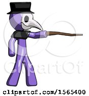Poster, Art Print Of Purple Plague Doctor Man Pointing With Hiking Stick