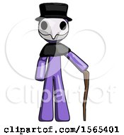 Poster, Art Print Of Purple Plague Doctor Man Standing With Hiking Stick