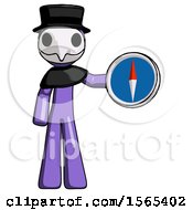 Poster, Art Print Of Purple Plague Doctor Man Holding A Large Compass