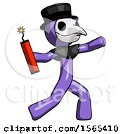 Poster, Art Print Of Purple Plague Doctor Man Throwing Dynamite