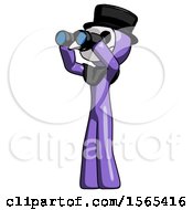 Poster, Art Print Of Purple Plague Doctor Man Looking Through Binoculars To The Left