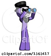Poster, Art Print Of Purple Plague Doctor Man Looking Through Binoculars To The Right