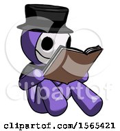 Poster, Art Print Of Purple Plague Doctor Man Reading Book While Sitting Down