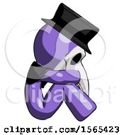 Purple Plague Doctor Man Sitting With Head Down Facing Sideways Right