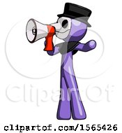 Poster, Art Print Of Purple Plague Doctor Man Shouting Into Megaphone Bullhorn Facing Left