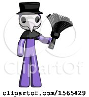 Poster, Art Print Of Purple Plague Doctor Man Holding Feather Duster Facing Forward