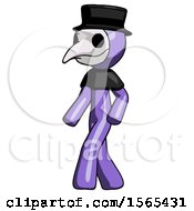 Poster, Art Print Of Purple Plague Doctor Man Man Walking Turned Left Front View