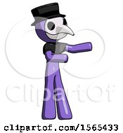 Purple Plague Doctor Man Presenting Something To His Left