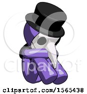 Purple Plague Doctor Man Sitting With Head Down Facing Angle Right