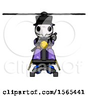 Purple Plague Doctor Man Flying In Gyrocopter Front View