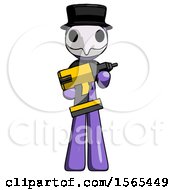Poster, Art Print Of Purple Plague Doctor Man Holding Large Drill