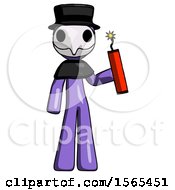 Poster, Art Print Of Purple Plague Doctor Man Holding Dynamite With Fuse Lit
