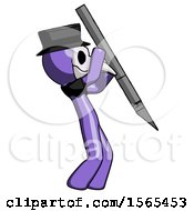 Poster, Art Print Of Purple Plague Doctor Man Stabbing Or Cutting With Scalpel
