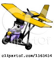 Poster, Art Print Of Purple Plague Doctor Man In Ultralight Aircraft Top Side View