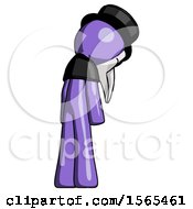 Poster, Art Print Of Purple Plague Doctor Man Depressed With Head Down Back To Viewer Right