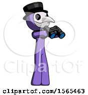 Poster, Art Print Of Purple Plague Doctor Man Holding Binoculars Ready To Look Right