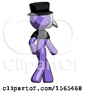 Poster, Art Print Of Purple Plague Doctor Man Walking Away Direction Right View