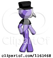 Purple Plague Doctor Man Walking Away Direction Right View