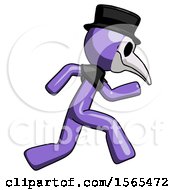 Poster, Art Print Of Purple Plague Doctor Man Running Fast Right