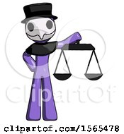 Poster, Art Print Of Purple Plague Doctor Man Holding Scales Of Justice
