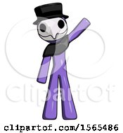Purple Plague Doctor Man Waving Emphatically With Left Arm