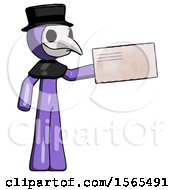 Poster, Art Print Of Purple Plague Doctor Man Holding Large Envelope
