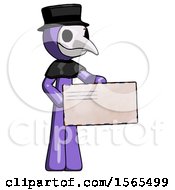 Poster, Art Print Of Purple Plague Doctor Man Presenting Large Envelope