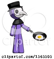 Poster, Art Print Of Purple Plague Doctor Man Frying Egg In Pan Or Wok Facing Right