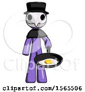 Poster, Art Print Of Purple Plague Doctor Man Frying Egg In Pan Or Wok