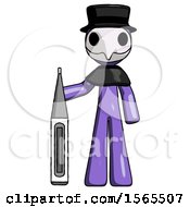 Poster, Art Print Of Purple Plague Doctor Man Standing With Large Thermometer