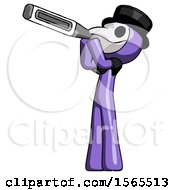Poster, Art Print Of Purple Plague Doctor Man Thermometer In Mouth