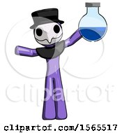 Poster, Art Print Of Purple Plague Doctor Man Holding Large Round Flask Or Beaker