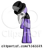 Poster, Art Print Of Purple Plague Doctor Man Depressed With Head Down Turned Left