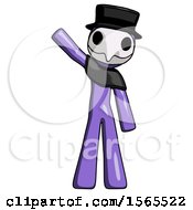 Poster, Art Print Of Purple Plague Doctor Man Waving Emphatically With Right Arm