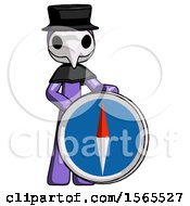 Poster, Art Print Of Purple Plague Doctor Man Standing Beside Large Compass