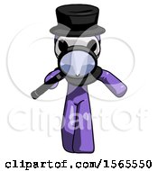 Poster, Art Print Of Purple Plague Doctor Man Looking Down Through Magnifying Glass