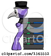 Poster, Art Print Of Purple Plague Doctor Man Resting Against Server Rack