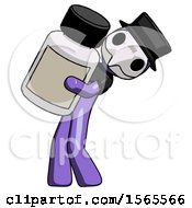 Purple Plague Doctor Man Holding Large White Medicine Bottle