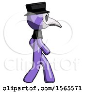 Poster, Art Print Of Purple Plague Doctor Man Walking Right Side View