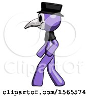 Poster, Art Print Of Purple Plague Doctor Man Walking Left Side View