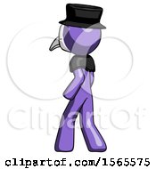 Poster, Art Print Of Purple Plague Doctor Man Walking Away Direction Left View