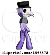 Poster, Art Print Of Purple Plague Doctor Man Walking Turned Right Front View