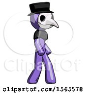 Purple Plague Doctor Man Walking Turned Right Front View