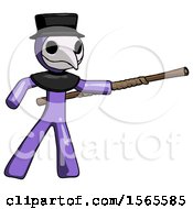 Poster, Art Print Of Purple Plague Doctor Man Bo Staff Pointing Right Kung Fu Pose