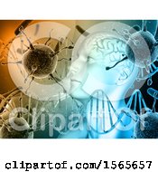 Poster, Art Print Of 3d Man With Visible Bran Viruses And Dna Strands